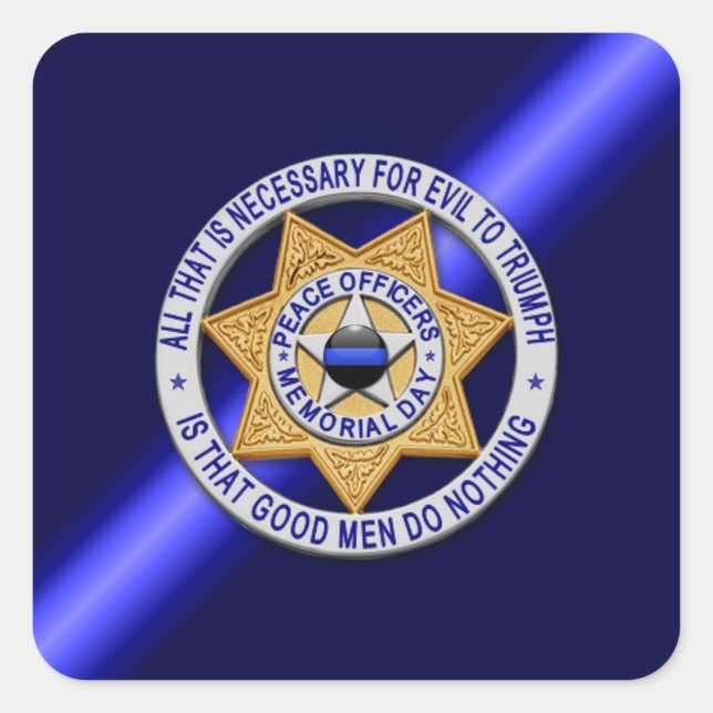 Thin Blue Line Quadratischer Aufkleber (Vorderseite)