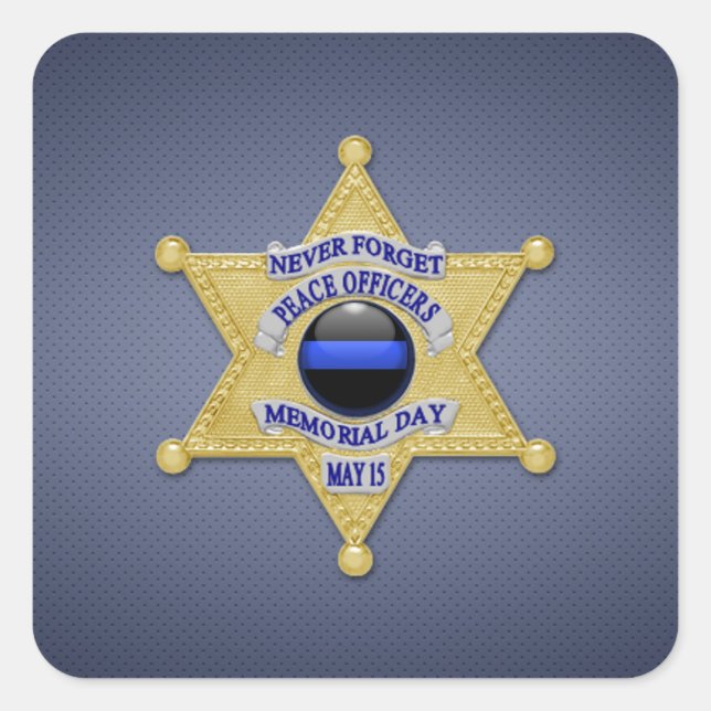 Thin Blue Line Quadratischer Aufkleber (Vorderseite)