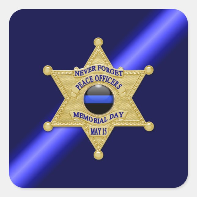 Thin Blue Line Quadratischer Aufkleber (Vorderseite)