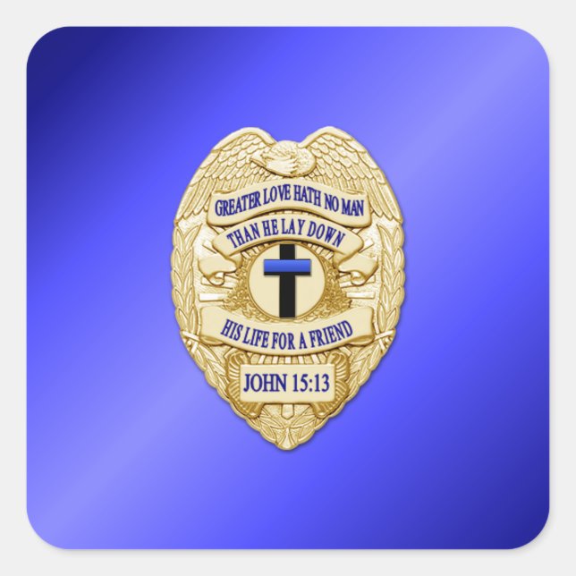 Thin Blue Line Quadratischer Aufkleber (Vorderseite)