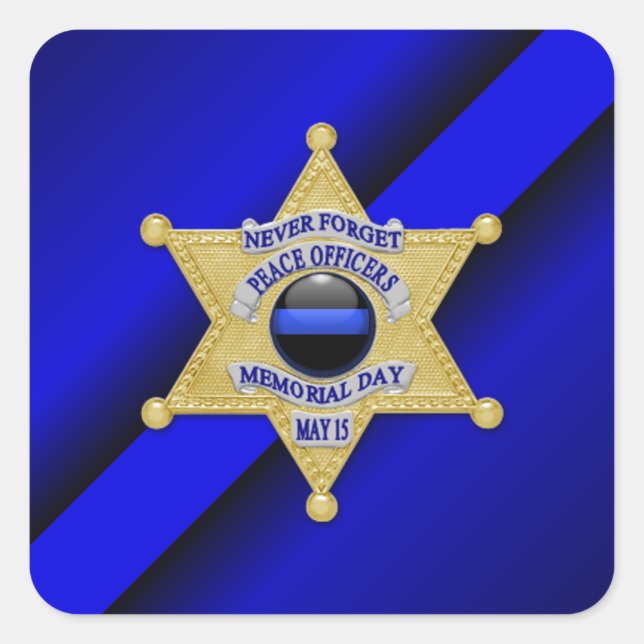 Thin Blue Line Quadratischer Aufkleber (Vorderseite)