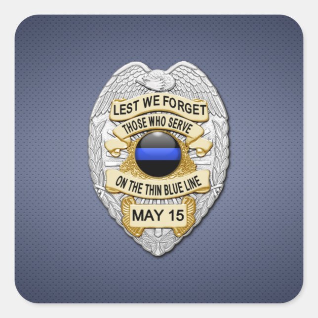 Thin Blue Line Quadratischer Aufkleber (Vorderseite)
