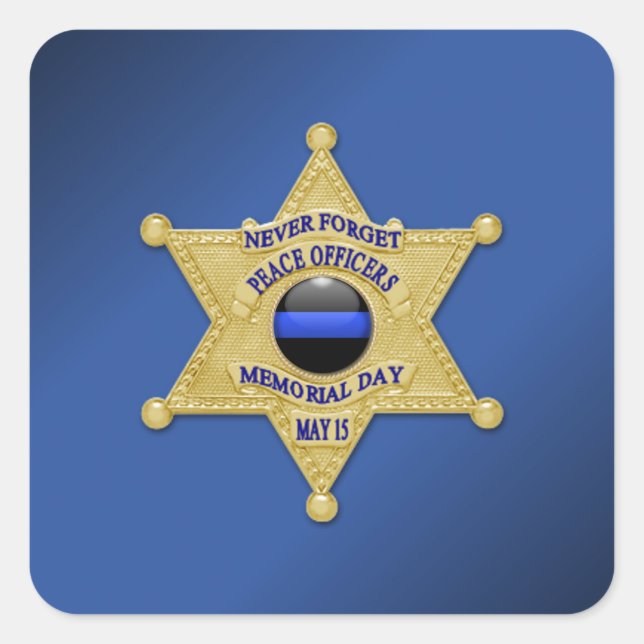 Thin Blue Line Quadratischer Aufkleber (Vorderseite)