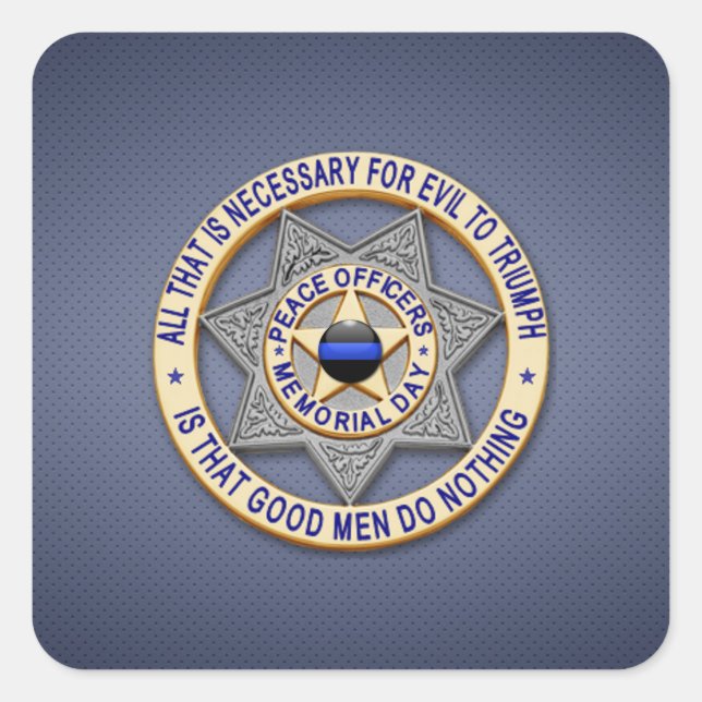 Thin Blue Line Quadratischer Aufkleber (Vorderseite)