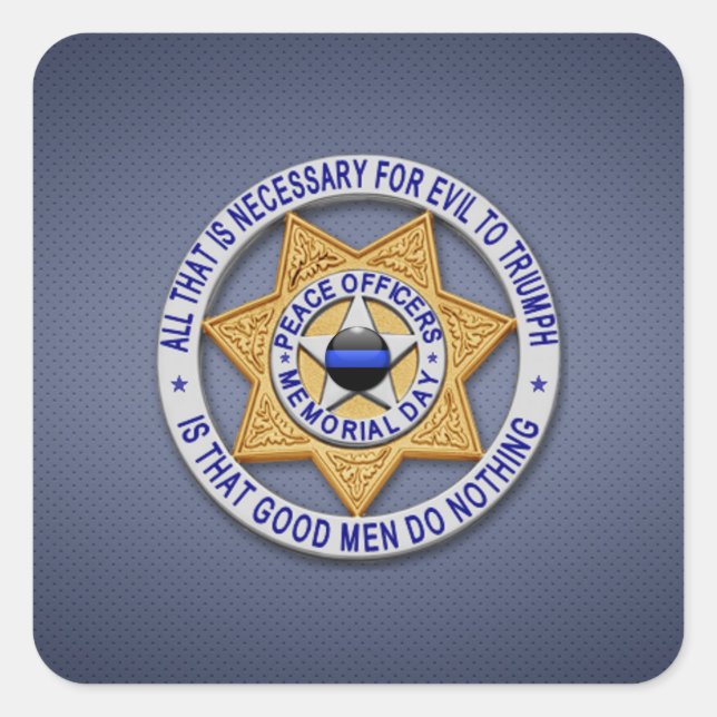 Thin Blue Line Quadratischer Aufkleber (Vorderseite)