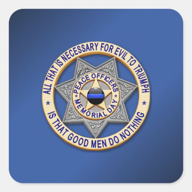 Thin Blue Line Quadratischer Aufkleber (Vorderseite)