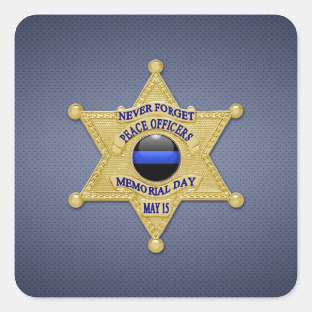 Thin Blue Line Quadratischer Aufkleber (Vorderseite)