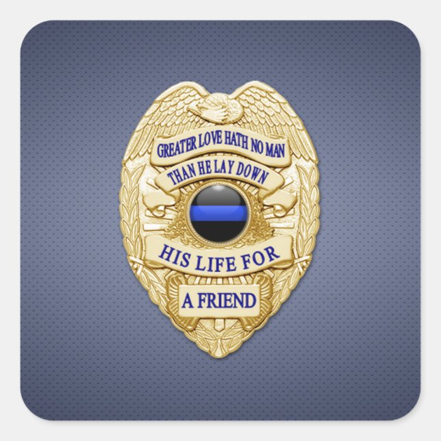 Thin Blue Line Quadratischer Aufkleber (Vorderseite)