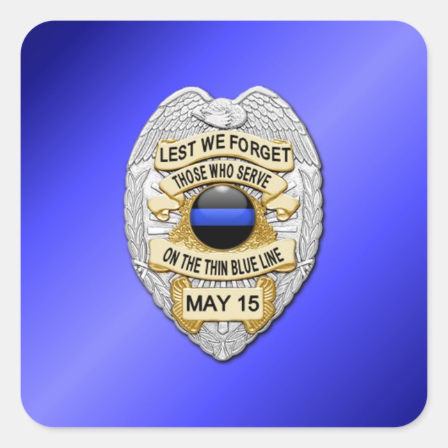 Thin Blue Line Quadratischer Aufkleber (Vorderseite)