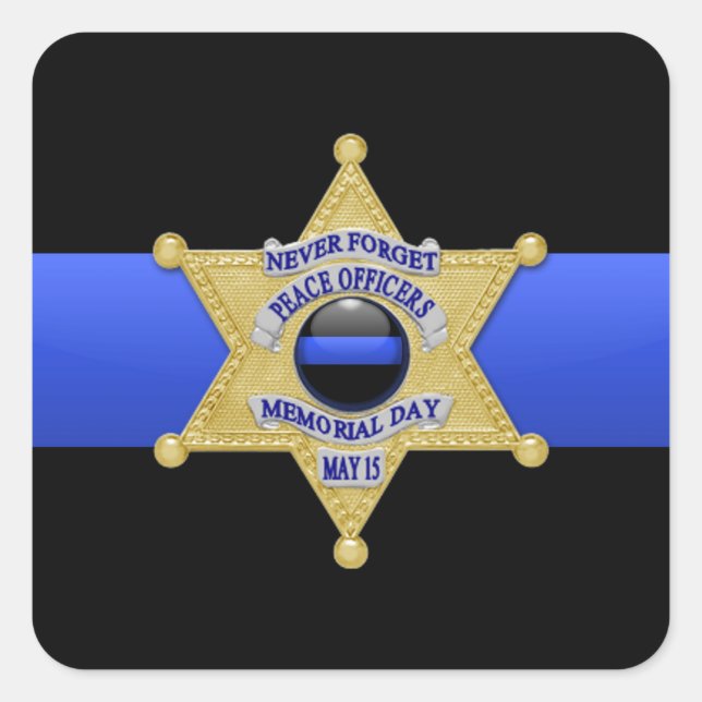 Thin Blue Line Quadratischer Aufkleber (Vorderseite)