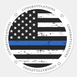 Thin Blue Line - Rechtsdurchsetzung Herzlichen Gl Runder Aufkleber