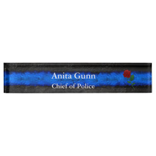 Thin Blue Line - Rose Desk Namplate Namensplakette
