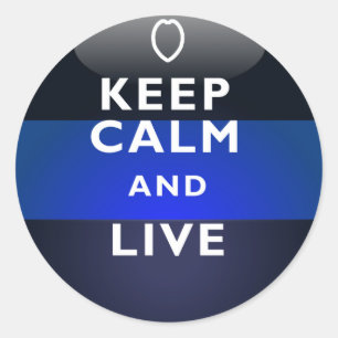 Thin Blue Line - Ruhe und Leben Behalten Runder Aufkleber