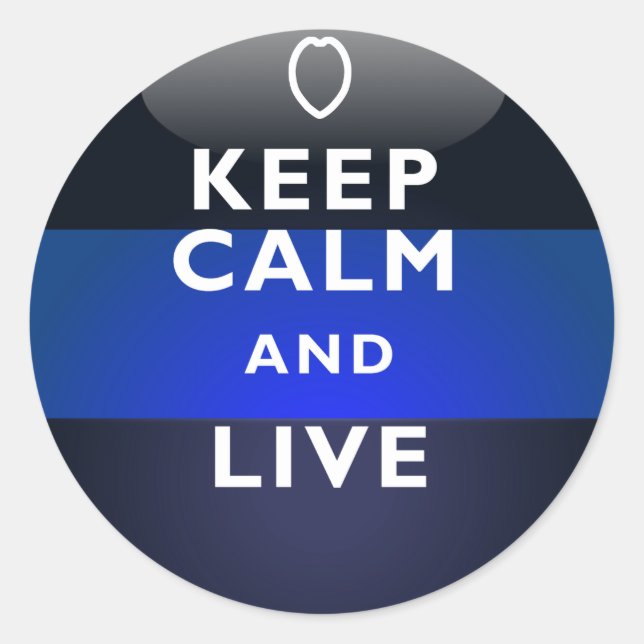 Thin Blue Line - Ruhe und Leben Behalten Runder Aufkleber (Vorderseite)