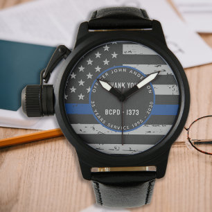 Thin Blue Line - Ruhestand Geschenk Vielen Dank Po Armbanduhr
