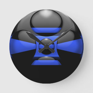 Thin Blue Line Runde Wanduhr