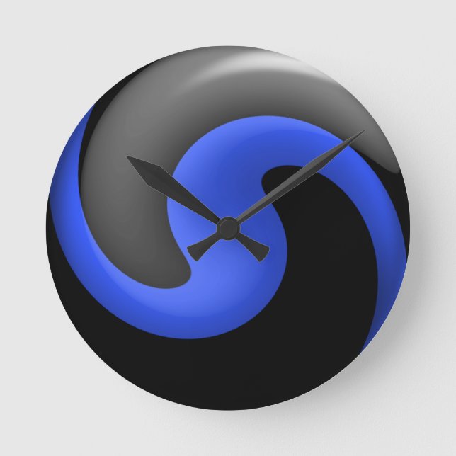 Thin Blue Line Runde Wanduhr (Vorderseite)