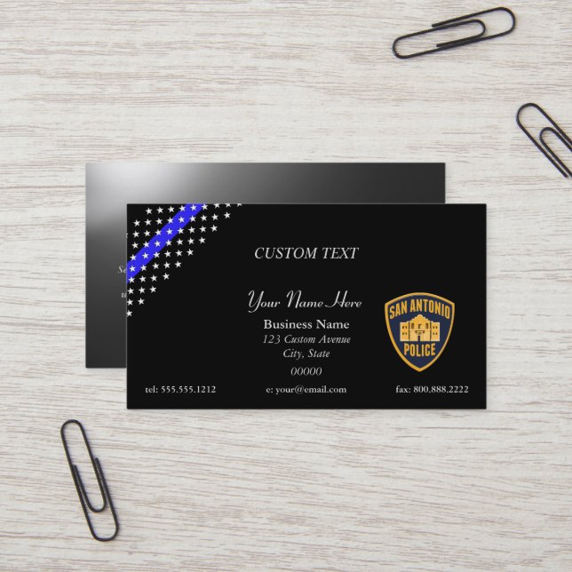 Thin Blue Line San Antonio Business Card Visitenkarte (Vorderseite/Rückseite Beispiel)
