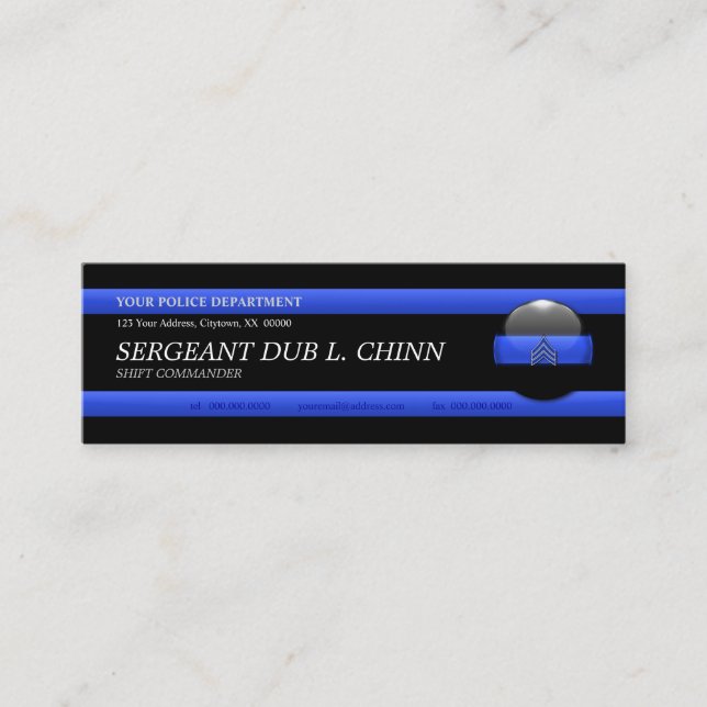 Thin Blue Line sergeant Custom Business Card Mini Visitenkarte (Vorderseite)