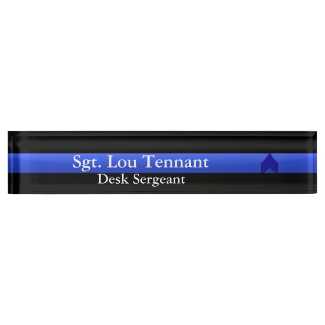 Thin Blue Line - Sergeant Stripes Rank Namensplakette (Vorderseite)