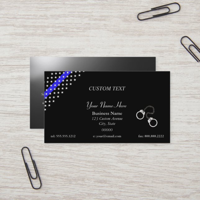 Thin Blue Line Shackles Business Card Visitenkarte (Vorderseite/Rückseite Beispiel)