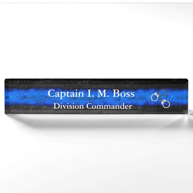 Thin Blue Line - Shackles Desk Namplate Namensplakette (Vorderseite)