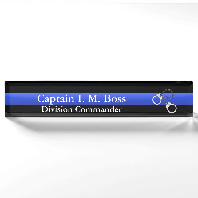 Thin Blue Line - Shackles Desk Namplate Namensplakette (Vorderseite)