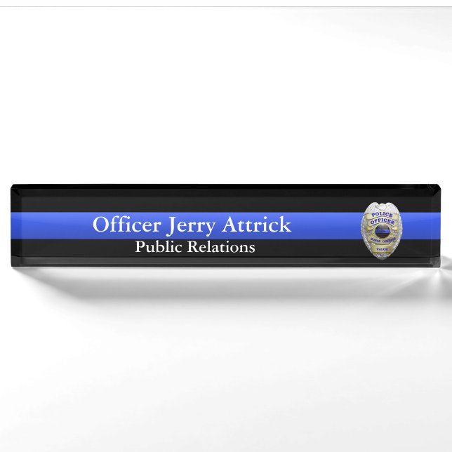 Thin Blue Line - Super Hi Res Police Officer Abzei Namensplakette (Vorderseite)
