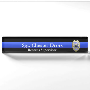 Thin Blue Line - Super Hi Res Police Supvr Abzeich Namensplakette