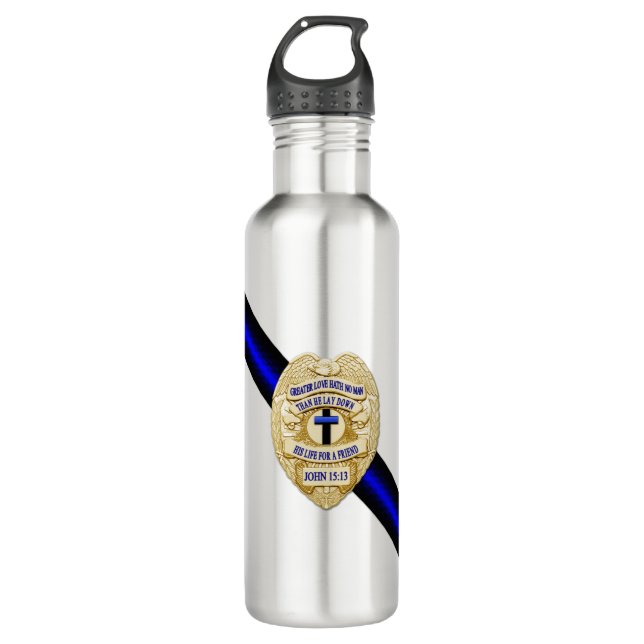 Thin Blue Line Trinkflasche (Vorderseite)
