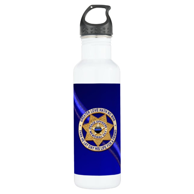 Thin Blue Line Trinkflasche (Vorderseite)