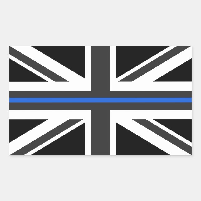 Thin Blue Line UK Flag Rechteckiger Aufkleber (Vorderseite)