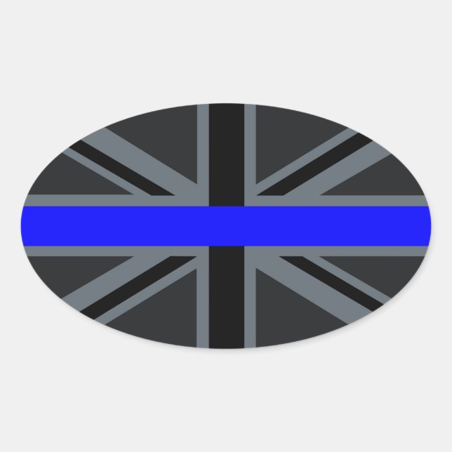 Thin Blue Line Union Jack Decor Ovaler Aufkleber (Vorderseite)
