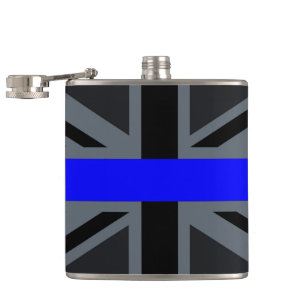 Thin Blue Line Union Jack Design Flachmann