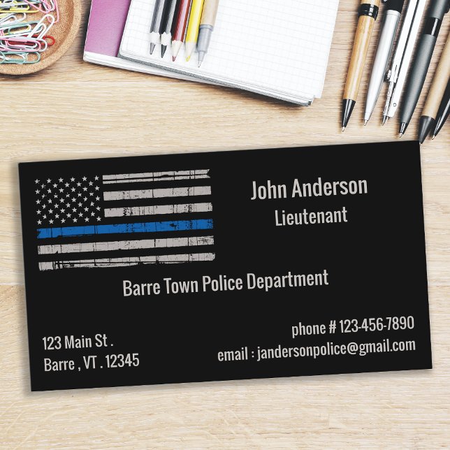 Thin Blue Line - US-amerikanische Flaggenpolizei Visitenkarte (Von Creator hochgeladen)