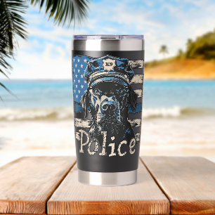 Thin Blue Line US Flag K9 Polizeihund Labrador Thermobecher