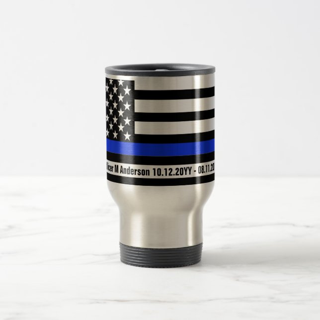 Thin Blue Line US Flag Polizeivollstreckung PD Reisebecher (Mittel)