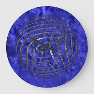 Thin Blue Line Wire Globe Große Wanduhr