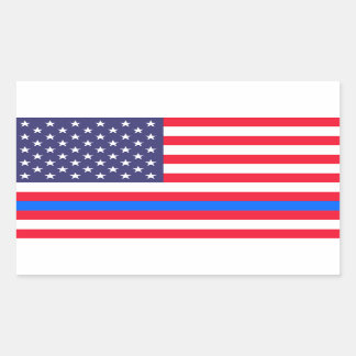 "THIN BLUE LINIE ON FLAG" RECHTECKIGER AUFKLEBER