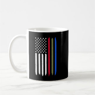 Thin Blue Red Green Line American Flag Police Mili Kaffeetasse
