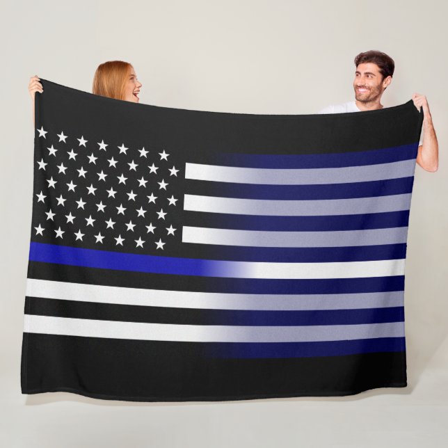 Thin Blue/White Line Flag Fleecedecke (Beispiel)