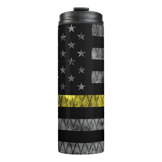 Thin-Gelbe Linie-Flagge Thermosbecher (Vorderseite)