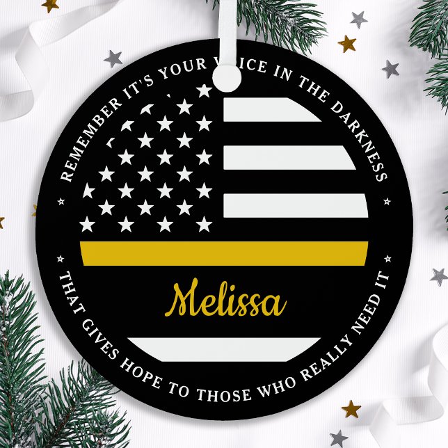 Thin Gold Line 911 Dispatcher Christmas Ornament Aus Metall (Von Creator hochgeladen)