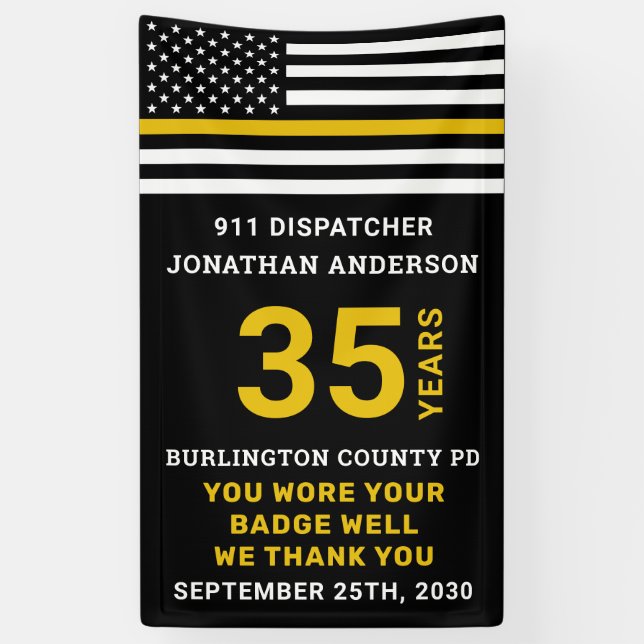 Thin Gold Line 911 Dispatcher Retirement Party Banner (Vertikal)