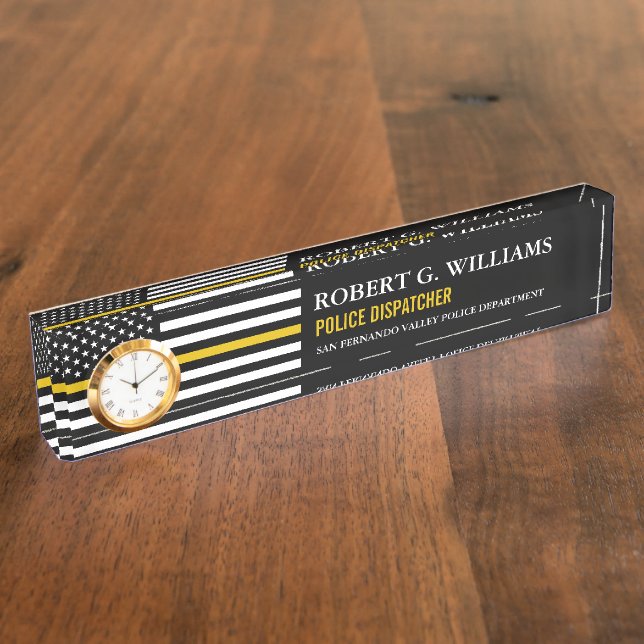 Thin Gold Line Dispatch Flag Custom Desk Namplate Namensplakette (Seite)