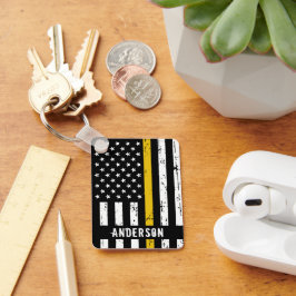 Thin Gold Line Flag Rustikaler Personalisierter Di Schlüsselanhänger