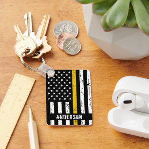 Thin Gold Line Flag Rustikaler Personalisierter Di Schlüsselanhänger