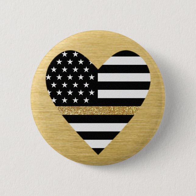 Thin Gold Line Glitzer Herz Button (Vorderseite)