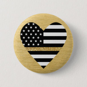 Thin Gold Line Glitzer Herz Button