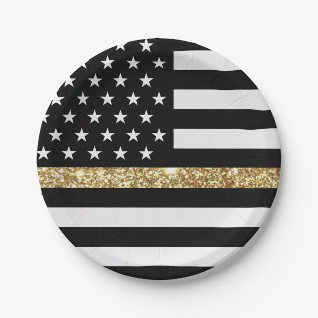 Thin-Gold-Line-Glitzer Pappteller (Vorderseite)